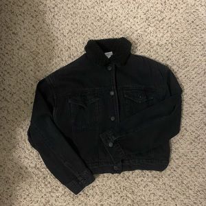Black Collared Button Up Jean Jacket